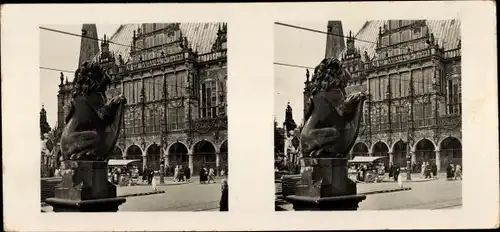 Stereo Raumbild Foto Schöne Heimat Nr. 16 Bremen, Rathaus, Ratskeller