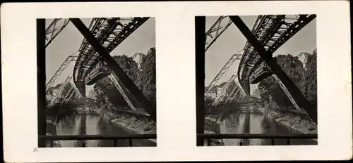 Stereo Raumbild Foto Schöne Heimat Nr. 6 Wuppertal, Schwebebahn über der Wupper