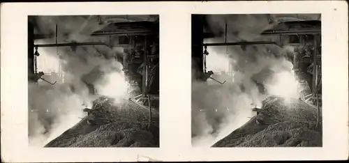 Stereo Raumbild Foto Schöne Heimat Nr. 8, Duisburg, Stahlwerk