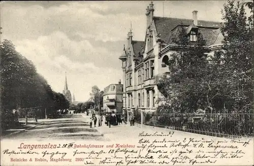 Ak Bad Langensalza in Thüringen, Bahnhofstraße, Kreishaus