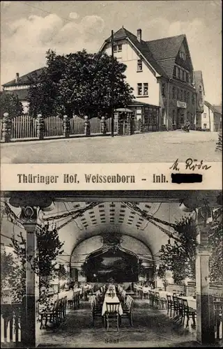 Ak Weißenborn in Thüringen, Gasthaus Thüringer Hof, Inh. R. Bolle, Saal
