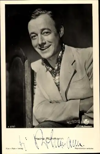 Ak Schauspieler Heinz Rühmann, Portrait, Terra Film, Autogramm