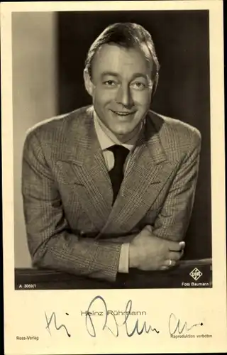Ak Schauspieler Heinz Rühmann, Portrait, Autogramm