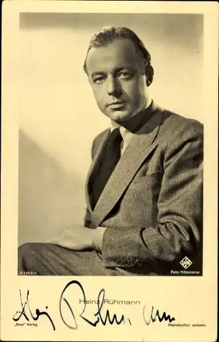 Ak Schauspieler Heinz Rühmann, Portrait, Autogramm