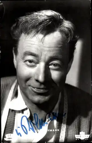 Ak Schauspieler Heinz Rühmann, Portrait aus dem Film Das Sonntagskind, Autogramm