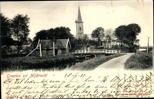 Ak Mijdrecht Utrecht Niederlande, Kirche, Brücke