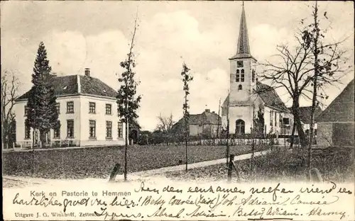 Ak Hemmen Overbetuwe Gelderland, Kirche und Pfarrhaus