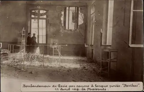 Foto Ak Paris, La Maternité, Bombardement durch Dicke Bertha, Kriegszerstörungen, I. WK