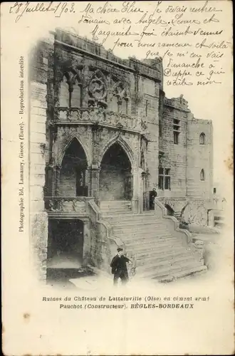 Ak Lattainville Oise, Ruines du Chateau en ciment arme Pauchot