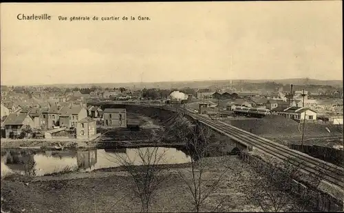 Ak Charleville Marne, Gesamtansicht mit Bahnhof in der Ferne