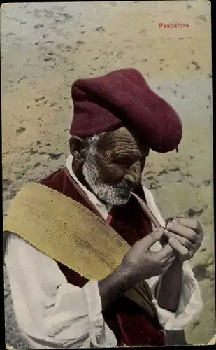 Ak Araber raucht Pfeife, Arabische Tracht, Mütze, Maghreb