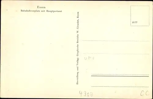 Ak Essen im Ruhrgebiet, Bahnhofsvorplatz, Häuser, Straßenbahnen