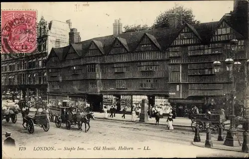 Ak Holborn Camden London England, Staple Inn, alte Häuser