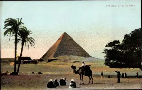 Ak Ägypten, Pyramide des Chephren, Blick auf eine Pyramide, Kamel