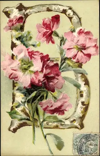 Buchstaben Ak Buchstabe B, Birkenstamm, Blumen