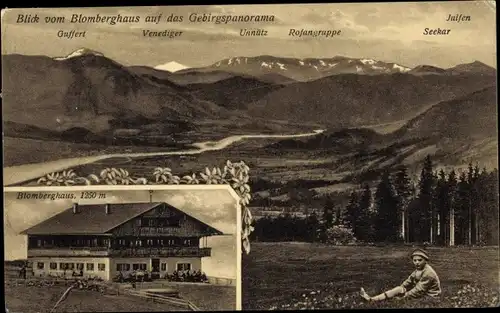 Ak Wackersberg in Oberbayern, Blomberg, Blomberghaus, Gebirgspanorama, Gaffert, Venediger, Unnütz