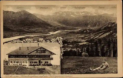 Ak Wackersberg in Oberbayern, Blomberg, Blick vom Blomberghaus auf Gebirgspanorama