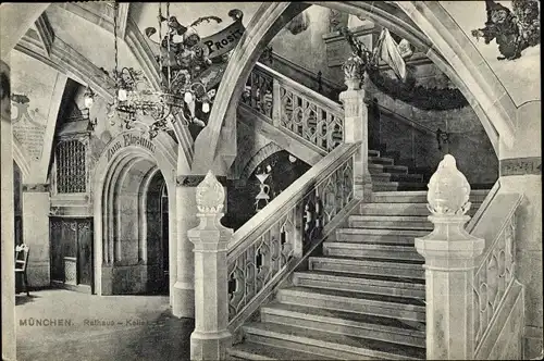 Ak München, Rathaus-Keller, Treppenhaus