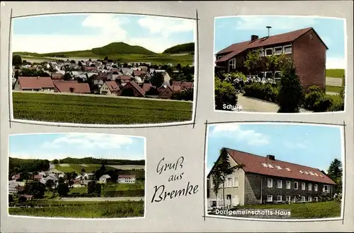 Ak Bremke Gleichen Landkreis Göttingen, Ortsansicht, Schule, Dorfgemeinschafts-Haus