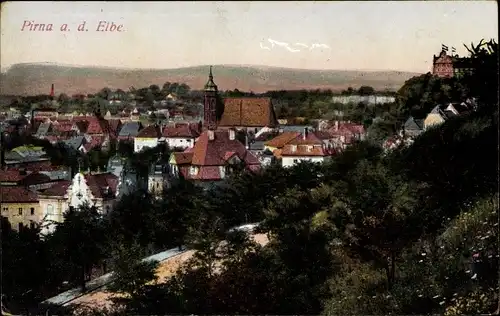 Ak Pirna in Sachsen, Teilansicht vom Ort, Kirche