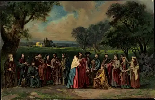 Künstler Ak Oberammergau in Oberbayern, Passionsspiele, Abschied von Bethlehem