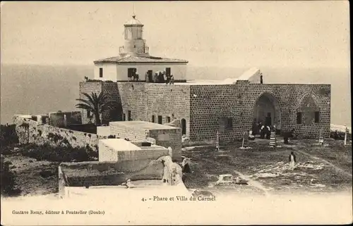 Ak Israel, Phare und Villa du Carmel