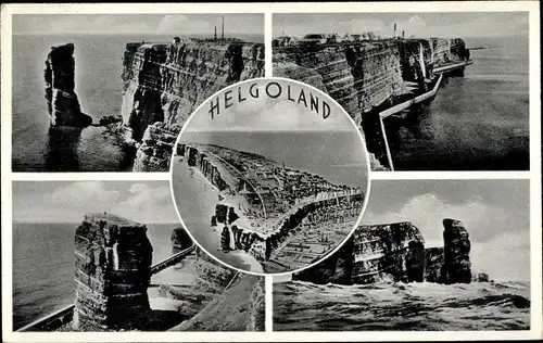 Ak Nordseeinsel Helgoland, Küste, Gesamtansicht, Felsen