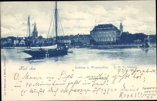 Ak Kiel Schleswig Holstein, Schloss und Wasserallee, SMY Meteor