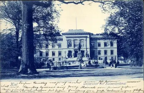 Ak Kiel Schleswig Holstein, Universität mit Kaiserdenkmal