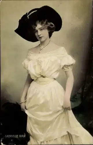 Ak Schauspielerin Gabrielle Ray, Portrait mit Hut