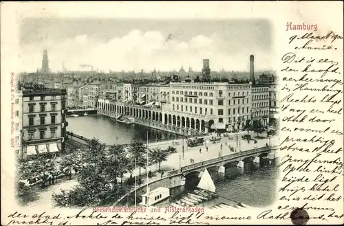 Ak Hamburg Mitte Neustadt, Alsterarkaden, Reesendammbrücke