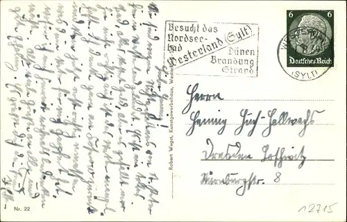 Ak Westerland auf Sylt, Promande, Passanten, Strand