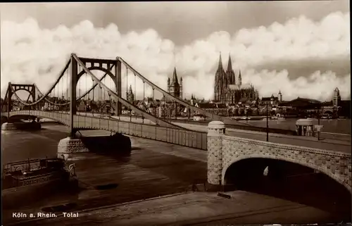 Ak Köln am Rhein, Totalansicht, Brücke, Dom