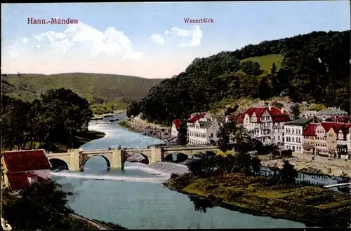 Ak Hann. Münden in Niedersachsen, Weserblick, Brücke