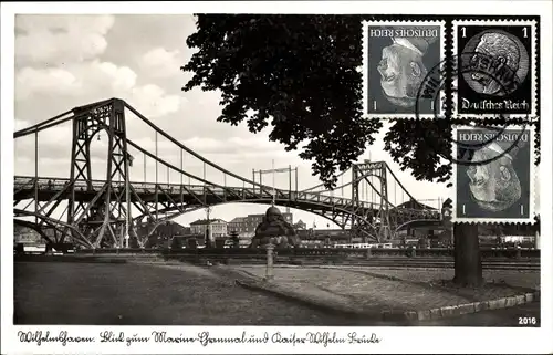 Ak Wilhelmshaven an der Nordsee, Maxims-Denkmal, Kaiser-Wilhelm-Brücke