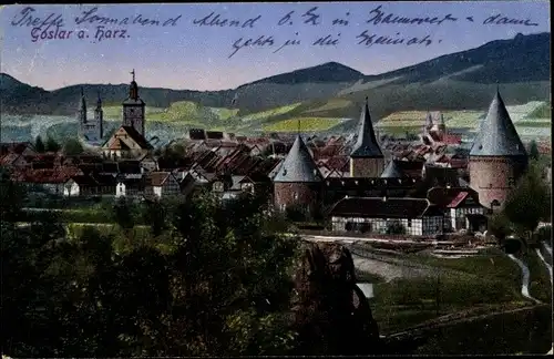 Ak Goslar am Harz, Totalansicht, Türme