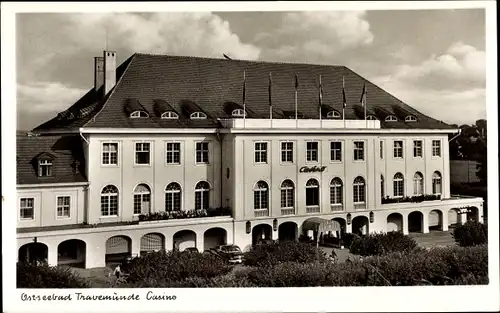 Ak Ostseebad Travemünde Lübeck, Casino, Auto, Flaggen
