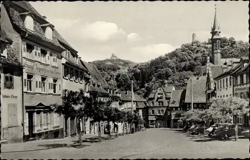 Ak Weinheim an der Bergstraße Baden, Marktplatz, Zweiburgenblick