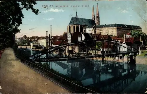 Ak Görlitz in der Lausitz, Neiße, Altstadt, Brücke