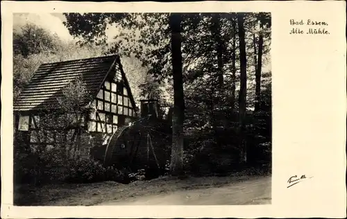 Ak Bad Essen in Niedersachsen, alte Mühle, Fachwerkhaus, Wasserrad