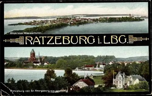 Ak Ratzeburg im Herzogtum Lauenburg, Blick vom Wasserturm, Blick vom St. Georgsberg