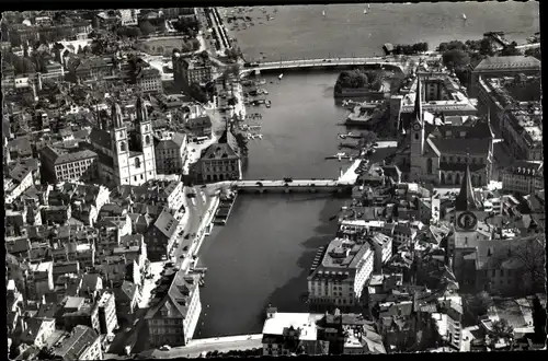 Ak Zürich Stadt Schweiz, Luftbild der Stadt