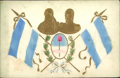 Präge Wappen Ak Argentinien, Portraits, Flaggen