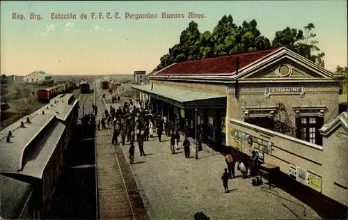 Ak Pergamino Buenos Aires Argentinien, Bahnhof Gleisseite