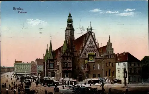 Ak Wrocław Breslau Schlesien, Rathaus, Ring