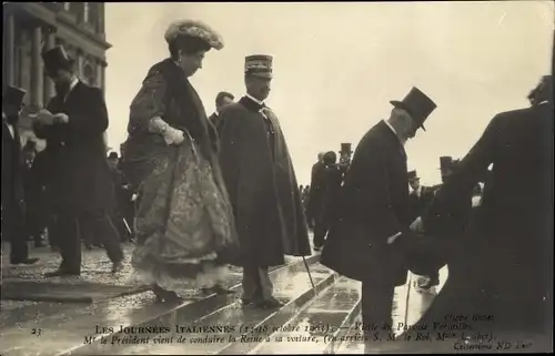 Ak König Vittorio Emanuele III von Italien, Besuch Frankreich 1903, Präsident Loubet, Versailles