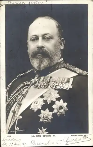 Ak König Edward VII von England, Portrait, Orden