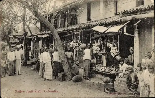 Ak Colombo Ceylon Sri Lanka, Native Fruit Stall, Obstgeschäft, Händler, Anwohner