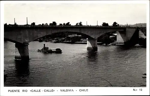 Ak Valdivia Chile, Rio Calle, Brücke