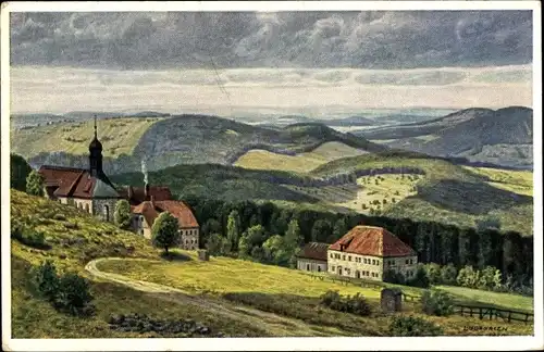 Künstler Ak Lindegreen, K., Bischofsheim an der Rhön in Unterfranken, Kreuzberg, Kirche